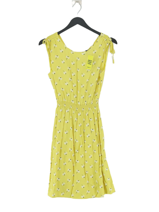 River Island Women's Midi Dress UK 6 Yellow 100% Viscose
