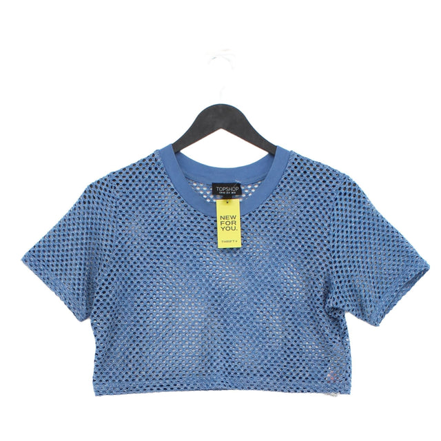 Topshop Women's Top UK 12 Blue Polyester with Elastane