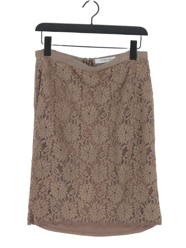 L.K. Bennett Women's Midi Skirt S Brown Cotton with Elastane, Nylon, Viscose