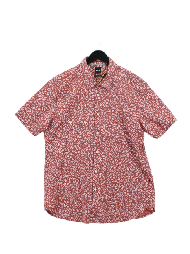 Boss Men's Shirt XL Pink Linen with Elastane