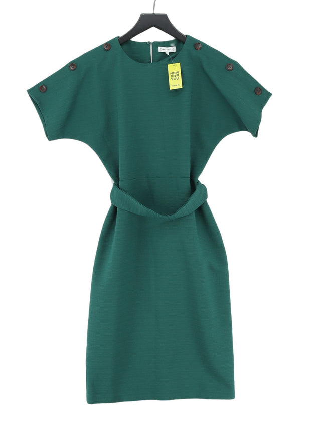Warehouse Women's Midi Dress UK 8 Green Polyester with Elastane