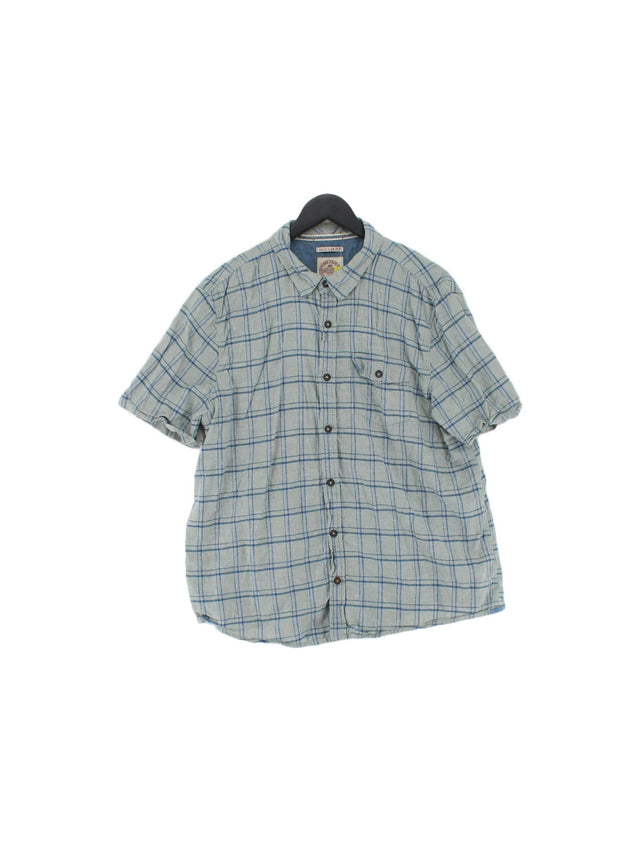 FatFace Men's Shirt XL Blue Linen with Cotton