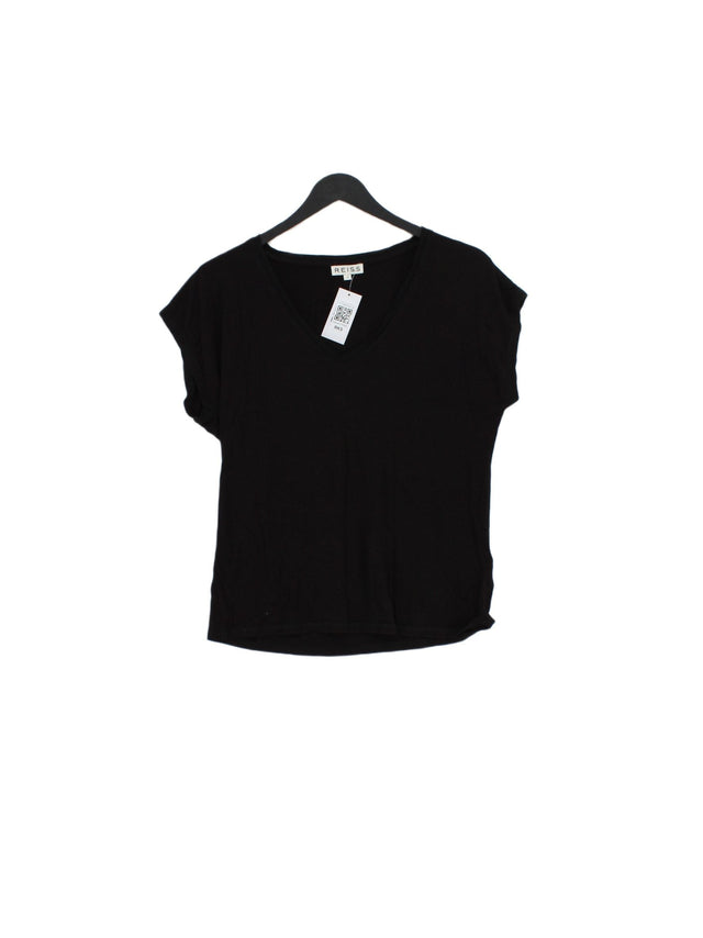 Reiss Women's T-Shirt S Black Viscose with Elastane, Polyester