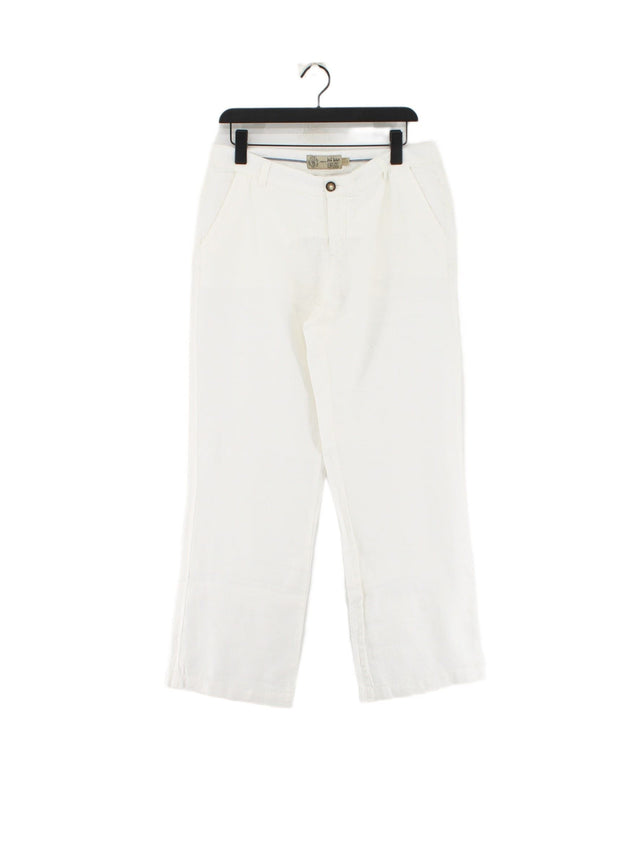 FatFace Women's Trousers UK 14 White 100% Linen