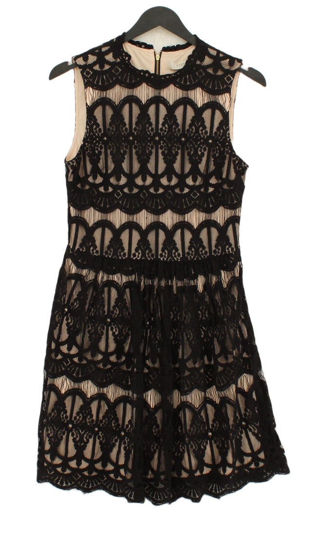 Oasis Women's Midi Dress UK 8 Black Cotton with Polyamide, Polyester, Viscose