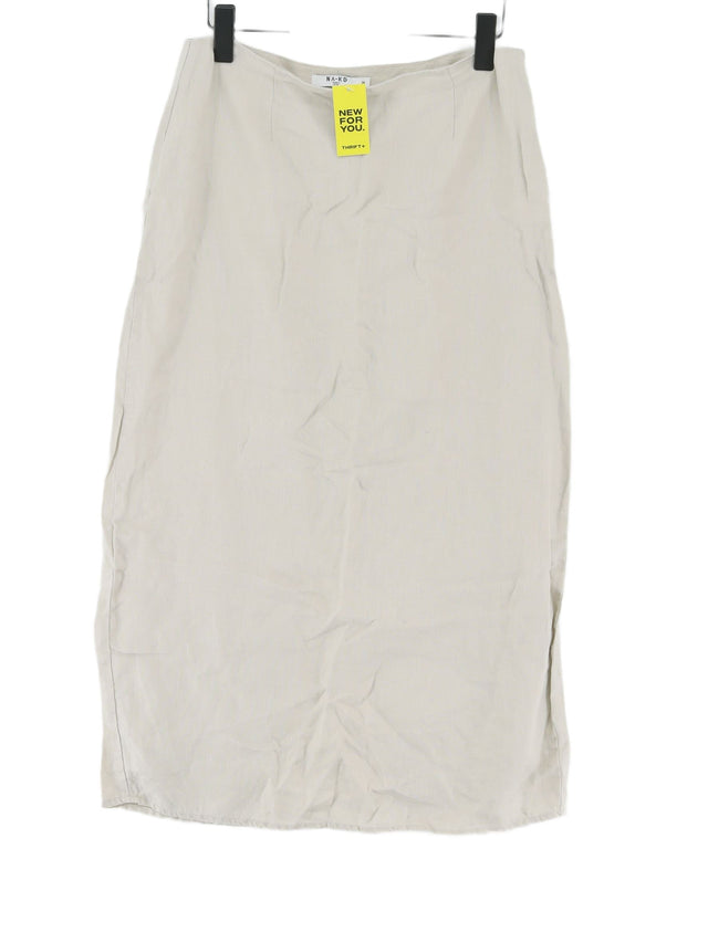 NA-KD Women's Maxi Skirt UK 10 Cream Linen with Cotton