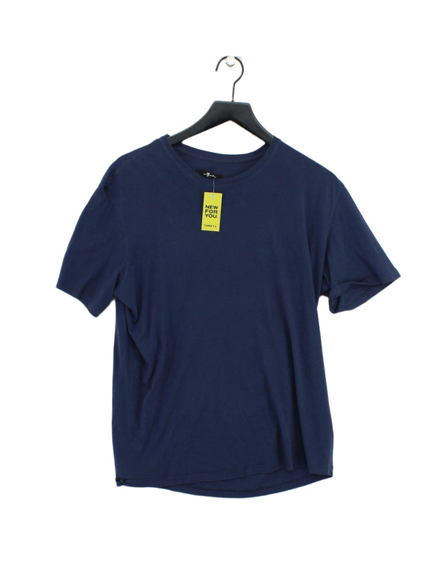 For All Mankind Men's T-Shirt M Blue 100% Cotton
