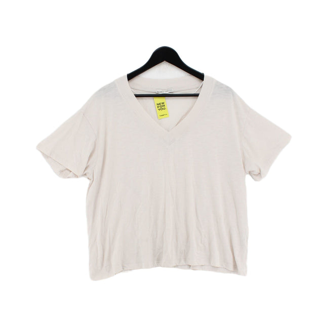 Pull&Bear Women's T-Shirt L Cream Cotton with Polyester