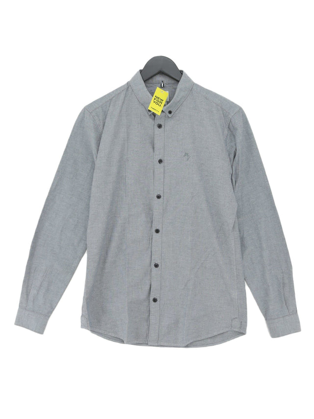 River Island Men's Shirt S Grey Cotton with Elastane