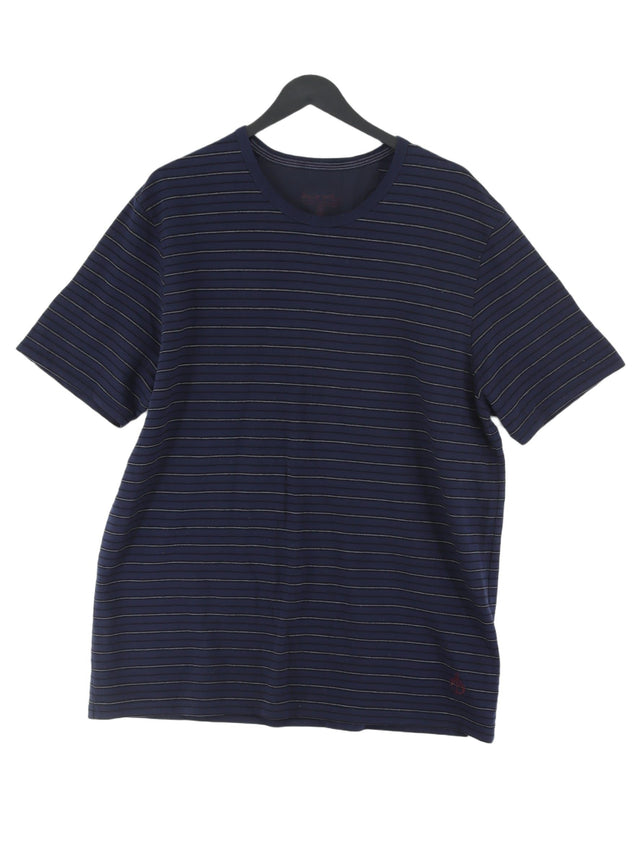 White Stuff Men's T-Shirt XL Blue Cotton with Polyester, Viscose