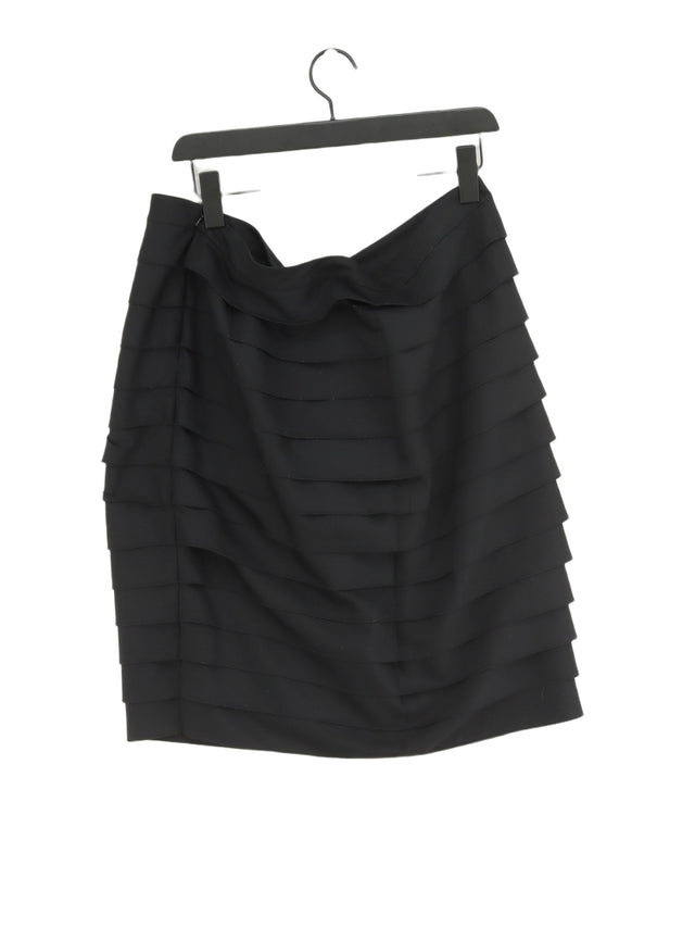 Laura Ashley Women's Midi Skirt UK 18 Black Polyester with Viscose, Wool