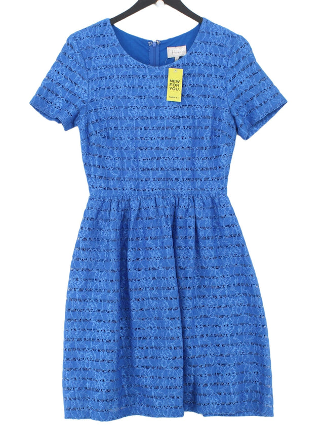 Poem Women's Midi Dress UK 8 Blue Viscose with Cotton, Elastane, Polyester