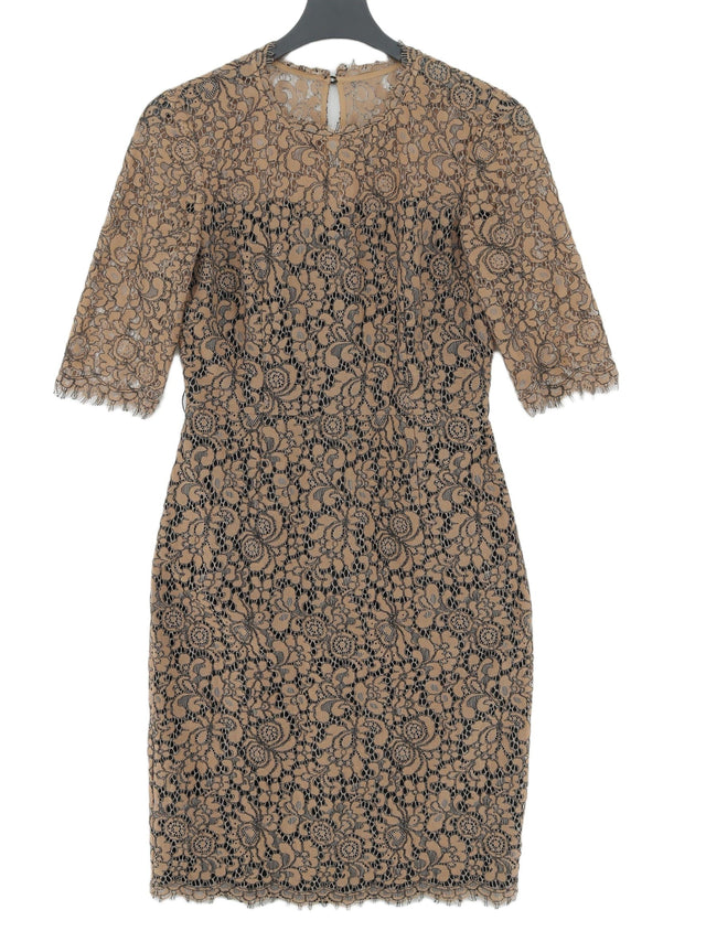 Hobbs Women's Midi Dress UK 10 Tan Polyamide with Cotton, Polyester, Viscose