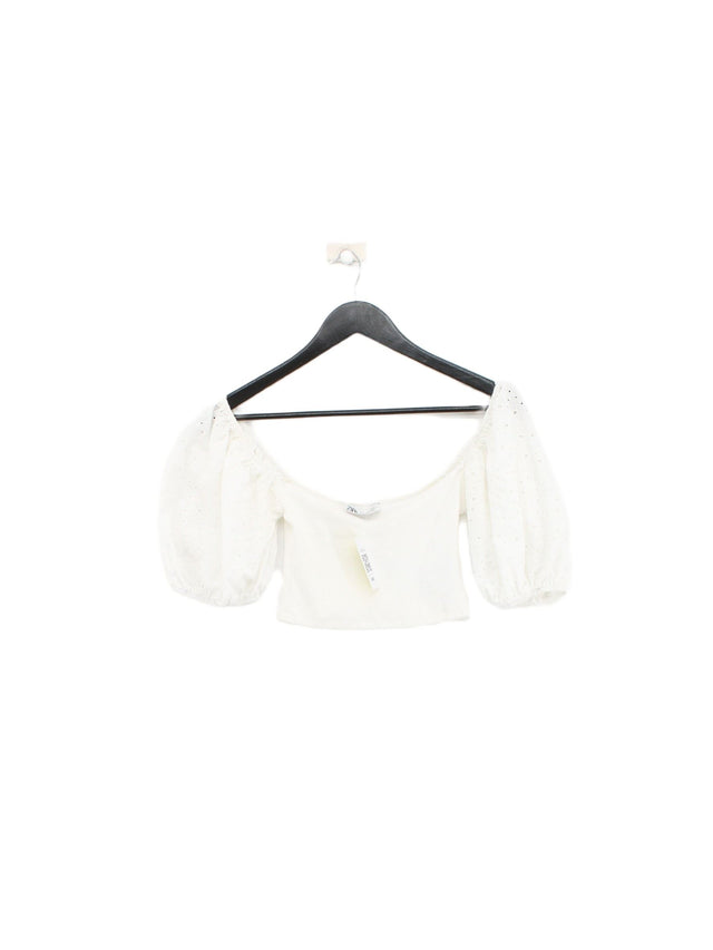 Zara Women's Top S White Cotton with Polyester