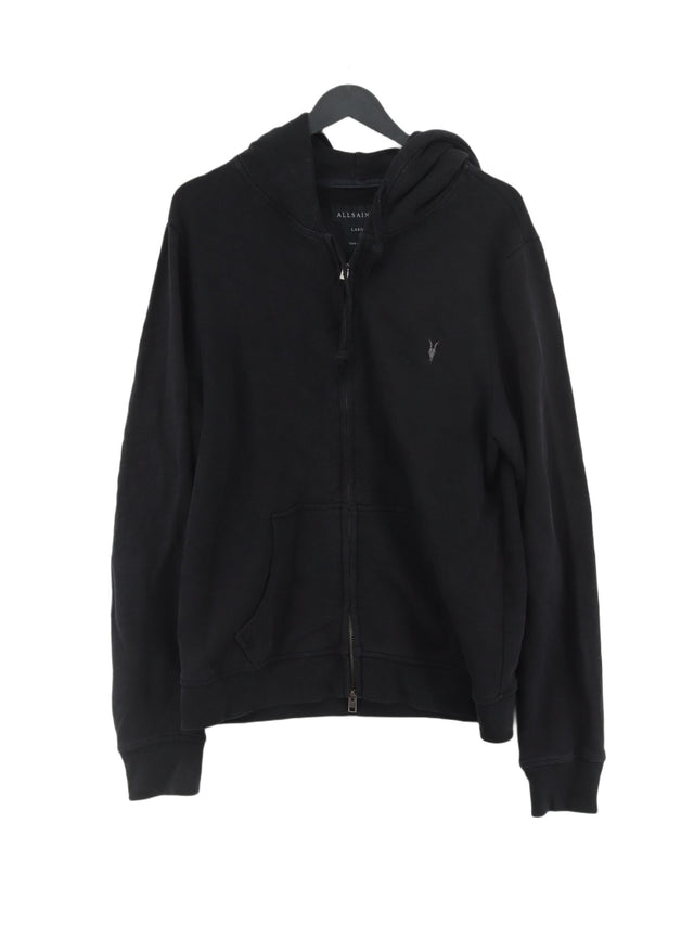 AllSaints Men's Hoodie L Black 100% Cotton