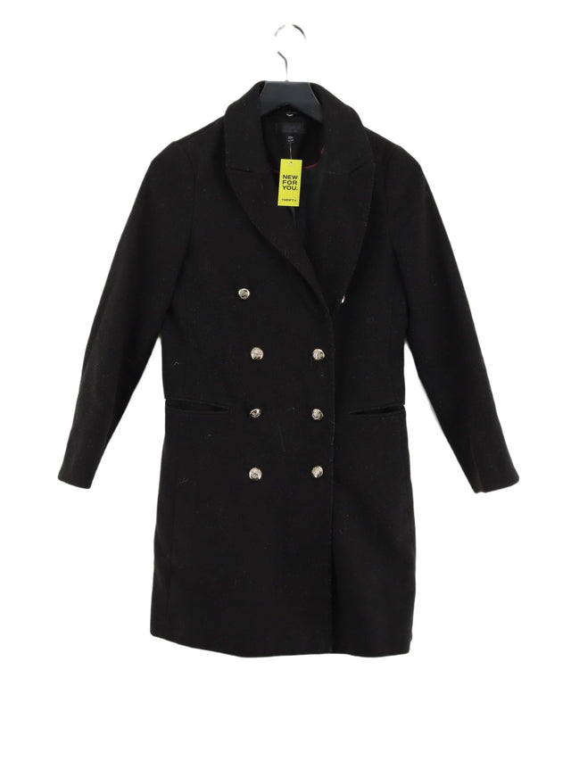Topshop Women's Coat UK 8 Black Polyester with Elastane, Viscose