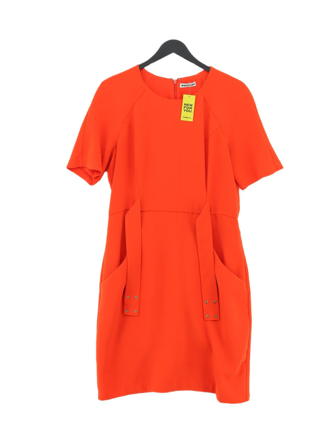 Whistles Women's Midi Dress UK 14 Orange 100% Polyester