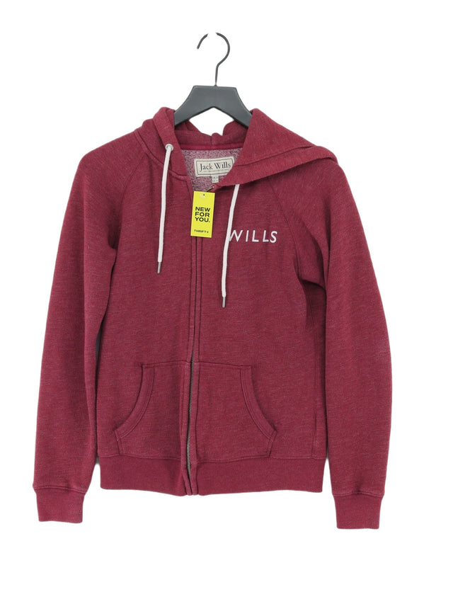 Jack Wills Women's Hoodie UK 10 Red Cotton with Polyester