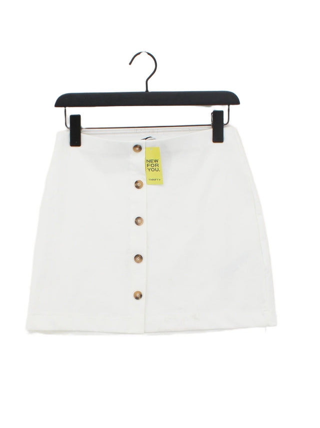 Zara Women's Midi Skirt M White Polyester with Elastane