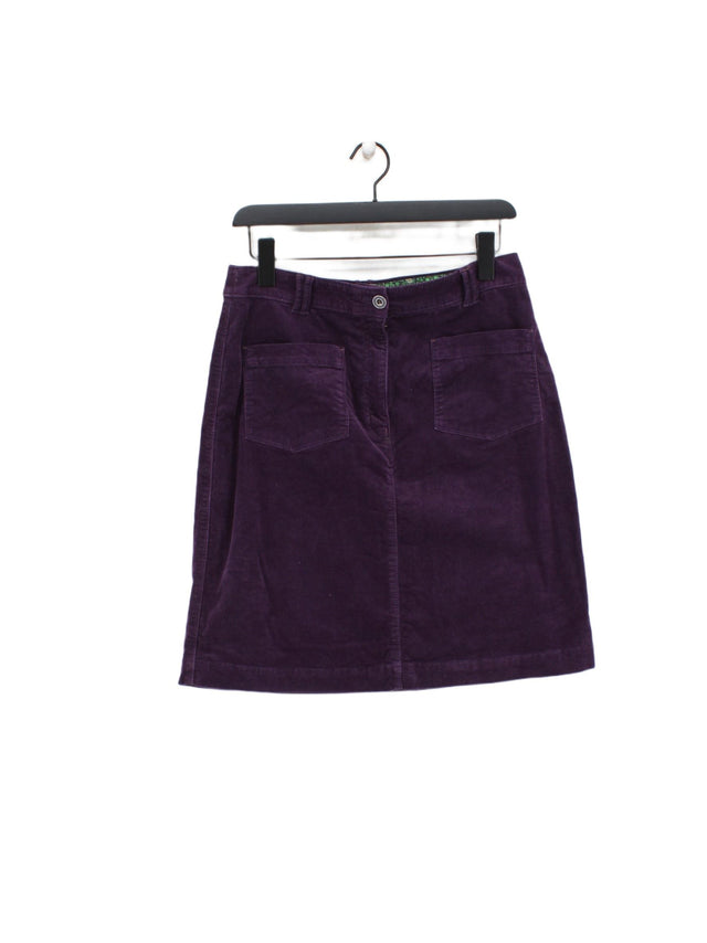 White Stuff Women's Midi Skirt UK 10 Purple Cotton with Elastane