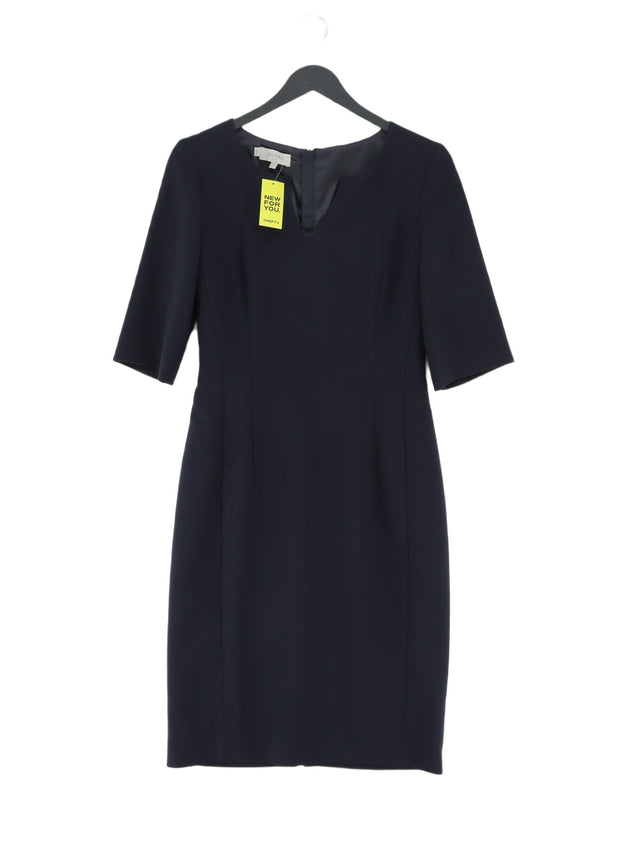 Hobbs Women's Midi Dress UK 10 Blue Polyester with Elastane, Rayon, Viscose