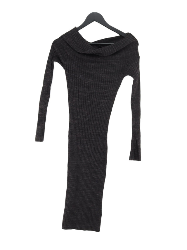 Next Women's Midi Dress UK 10 Black Cotton with Polyester