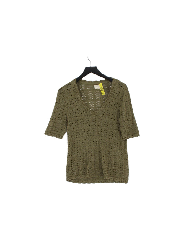 FatFace Women's Jumper UK 10 Green 100% Cotton