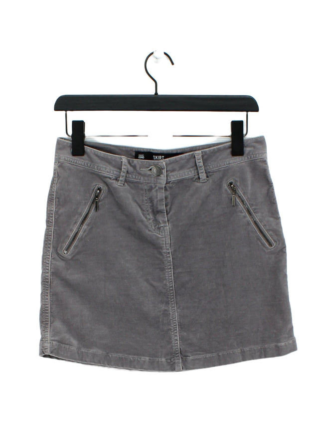 Next Women's Midi Skirt UK 6 Grey Cotton with Elastane