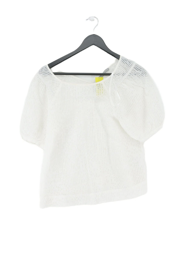 Oliver Bonas Women's Top UK 10 White Viscose with Linen, Polyamide