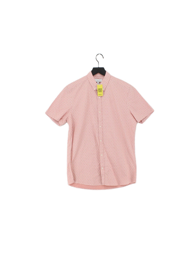 Next Men's Shirt M Pink Cotton with Elastane