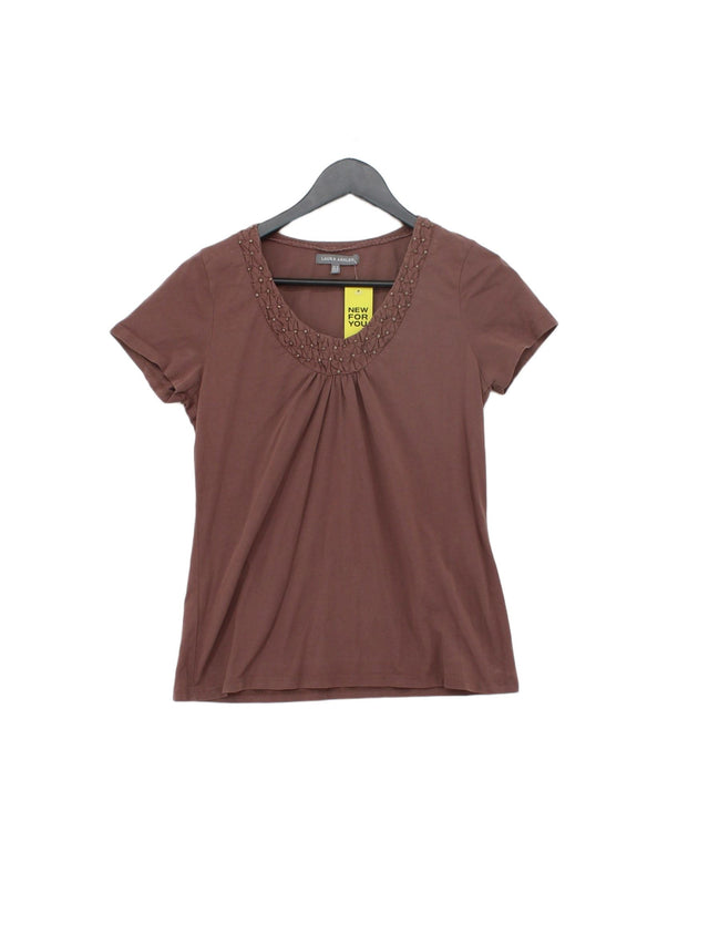 Laura Ashley Women's T-Shirt UK 10 Brown 100% Cotton