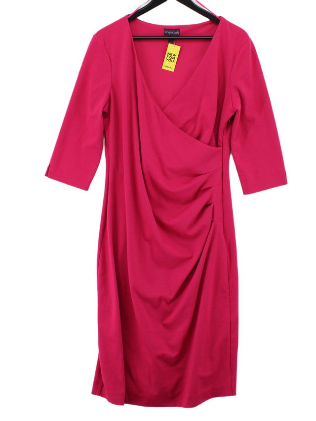 Long Tall Sally Women's Midi Dress UK 16 Pink Polyester with Elastane, Viscose