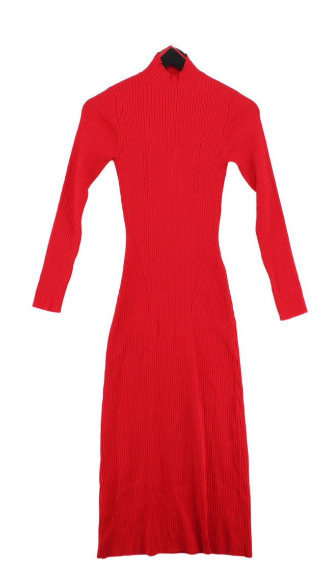 Zara Women's Midi Dress S Red Nylon with Viscose