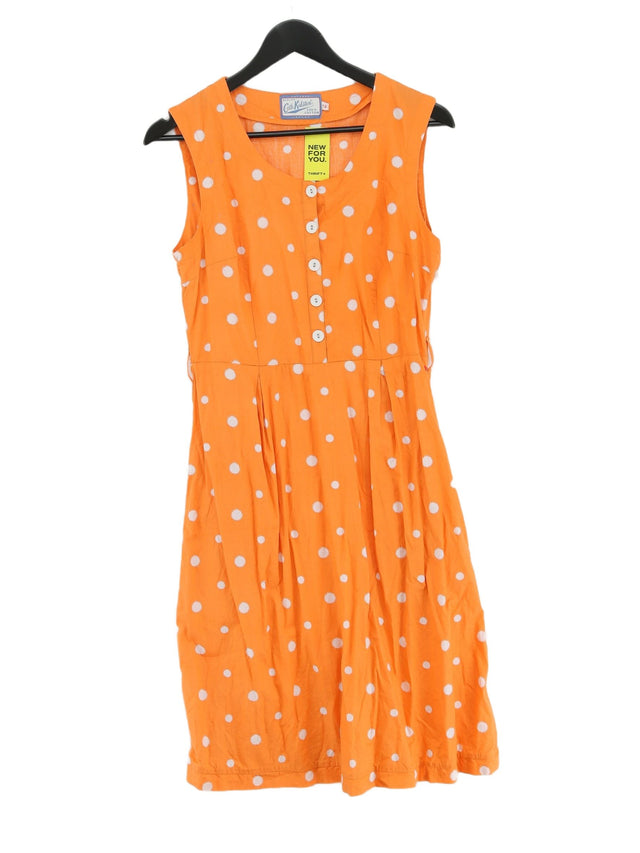Cath Kidston Women's Midi Dress UK 12 Orange 100% Cotton