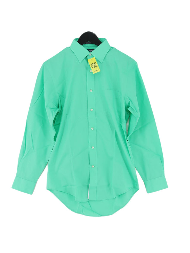 Lands End Men's Shirt Chest: 33 in Green Cotton with Polyester