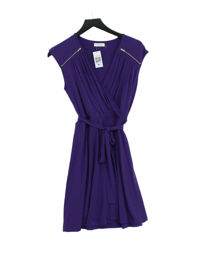 Calvin Klein Women's Midi Dress UK 4 Purple Polyester with Spandex