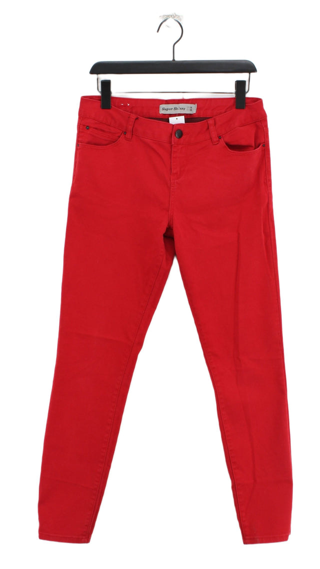 New Look Women's Jeans UK 14 Red Cotton with Elastane, Polyester