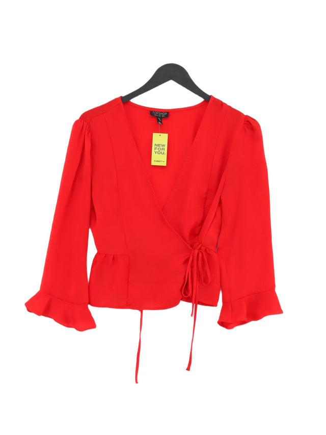 Topshop Women's Blouse UK 6 Red 100% Polyester