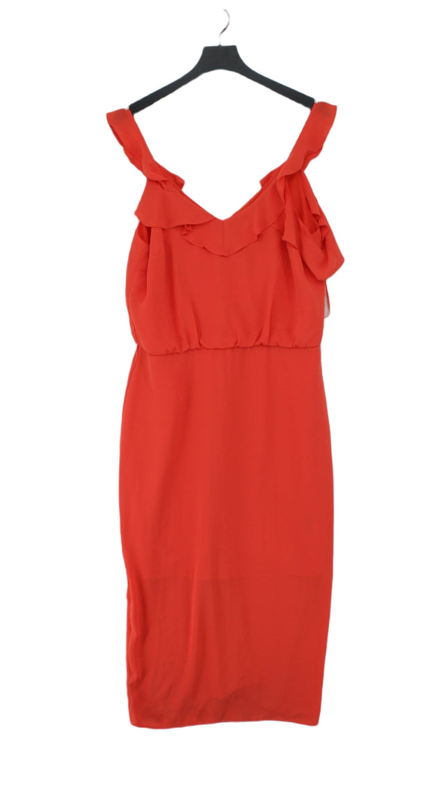 Oasis Women's Midi Dress UK 14 Orange 100% Polyester