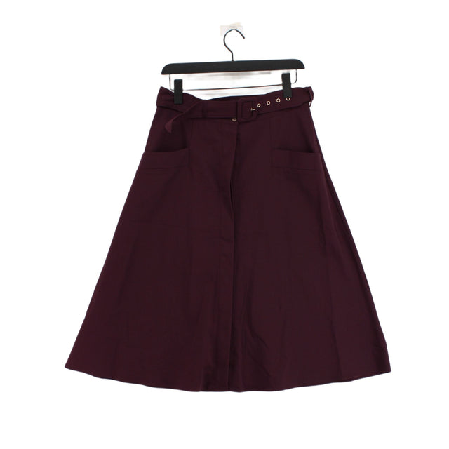 Phase Eight Women's Midi Skirt UK 12 Purple Cotton with Elastane, Polyamide