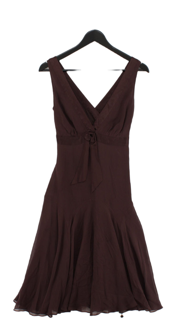 Ted Baker Women's Midi Dress UK 6 Brown Silk with Polyester