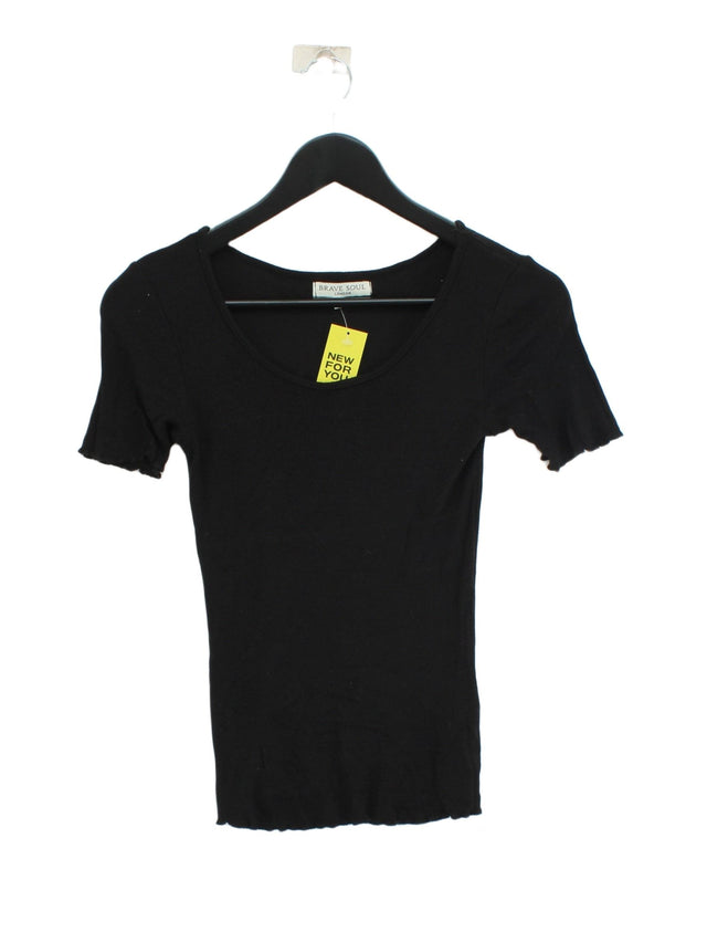 Brave Soul Women's T-Shirt XS Black Viscose with Elastane
