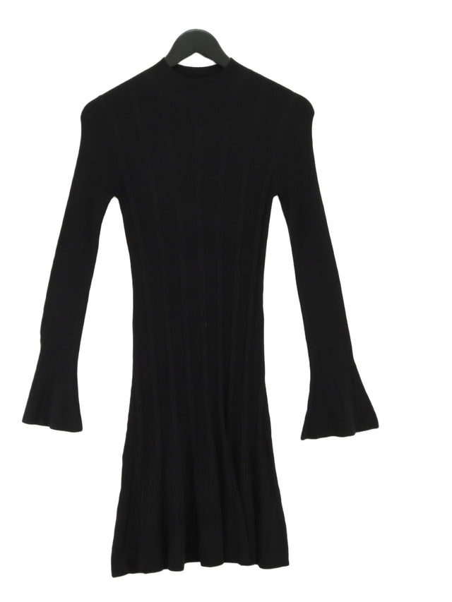Next Women's Midi Dress UK 10 Black Viscose with Acrylic, Nylon