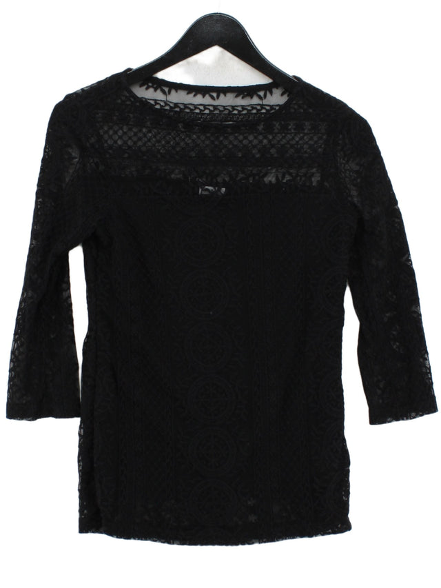 Next Women's Top UK 8 Black Cotton with Nylon, Polyester