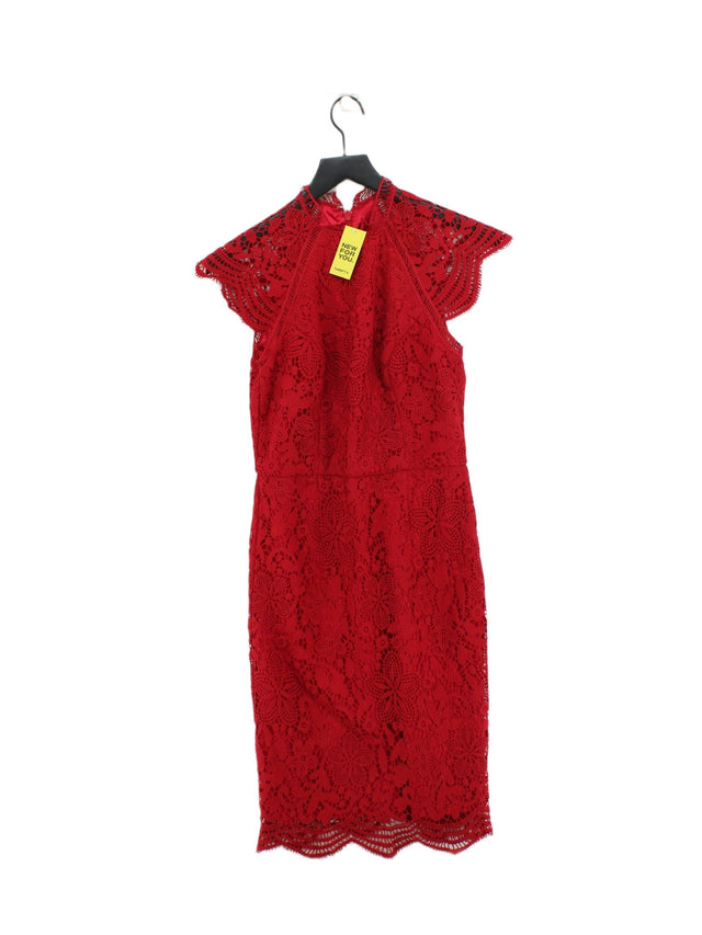 Chi Chi London Women's Midi Dress UK 10 Red 100% Polyester