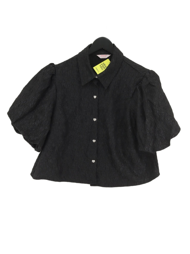 New Look Women's Blouse UK 16 Black Cotton with Polyester