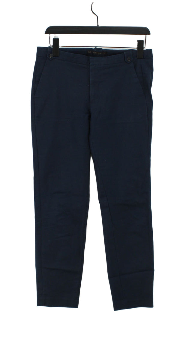 Zara Women's Suit Trousers UK 8 Blue Cotton with Elastane