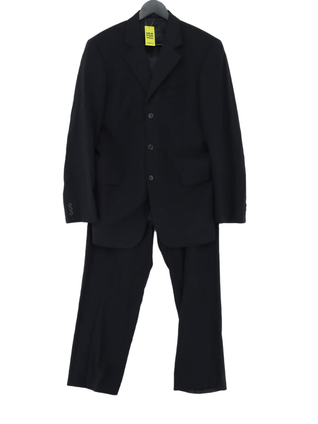 Austin Reed Men's Two Piece Suit Chest: 38 in Blue Wool with Viscose