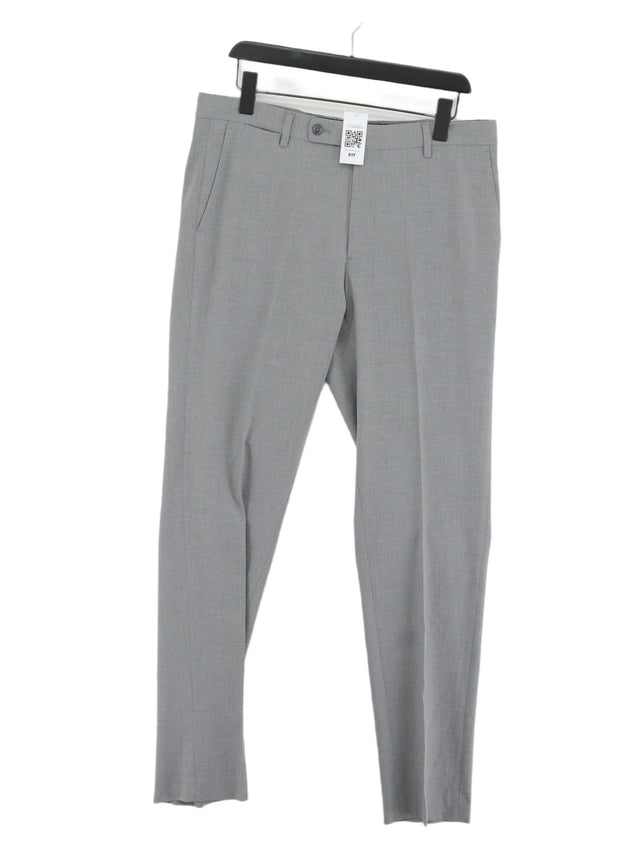 MNG Men's Suit Trousers W 44 in Grey Polyester with Cotton, Elastane, Viscose