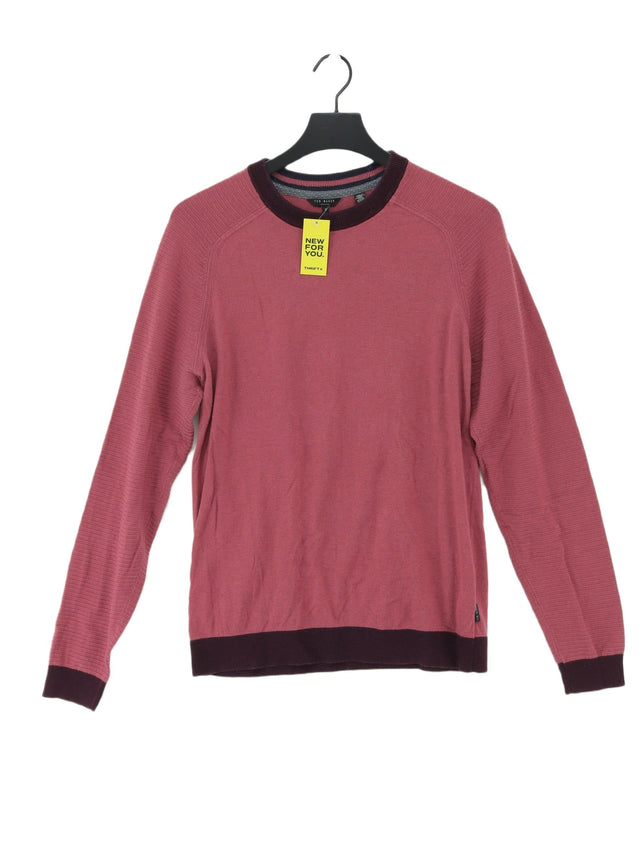 Ted Baker Men's Jumper M Red Cotton with Polyamide, Polyester